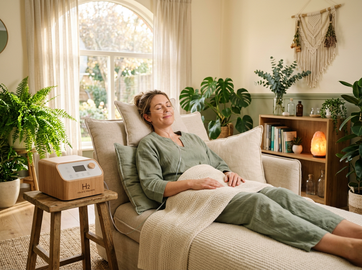Comfortable non-clinical hydrogen therapy session at Pathways Holistic in Emmaus PA